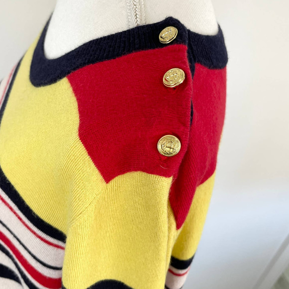 Talbots Multicolor Striped Button Shoulder Sweater Plus Size - Picture 7 of 12